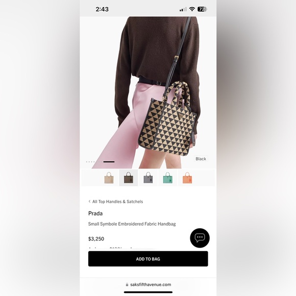 Prada Small Symbole Embroidered Fabric Handbag - Picture 8 of 16